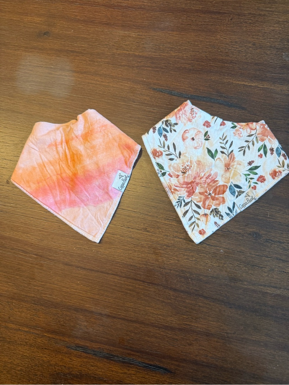 Floral & Coral Baby Bandana bibs copper pearl